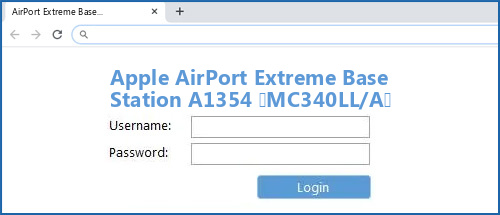 Apple AirPort Extreme Base Station A1354 (MC340LL/A) router default login