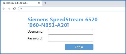 Siemens SpeedStream 6520 (060-N651-A20) router default login