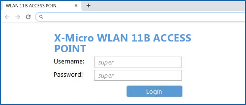 X-Micro WLAN 11B ACCESS POINT router default login