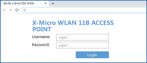 X-Micro WLAN 11B ACCESS POINT router default login