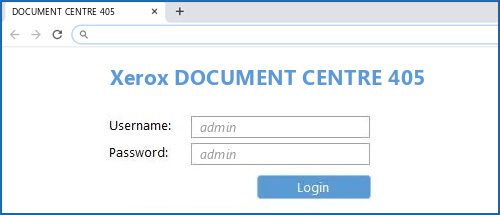 Xerox DOCUMENT CENTRE 405 router default login