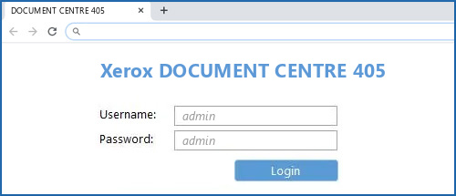 Xerox DOCUMENT CENTRE 405 router default login