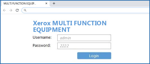 Xerox MULTI FUNCTION EQUIPMENT router default login