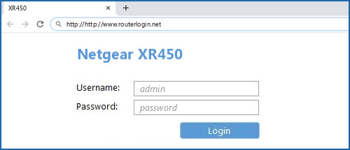 Netgear XR450 router default login