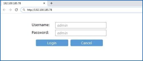 192.100.185.78 default username password