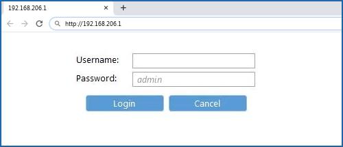 192.168.206.1 default username password