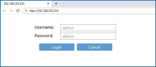 192.168.254.254 default username password