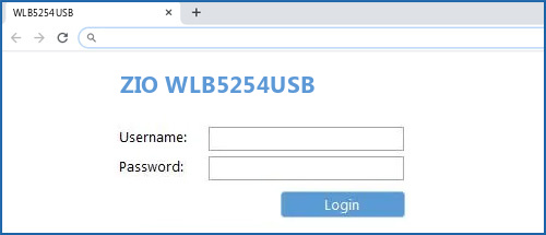 ZIO WLB5254USB router default login