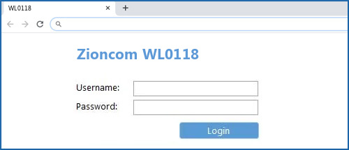 Zioncom WL0118 router default login