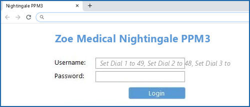 Zoe Medical Nightingale PPM3 router default login