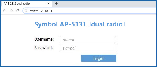 Symbol AP-5131 (dual radio) router default login