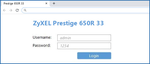 ZyXEL Prestige 650R 33 router default login