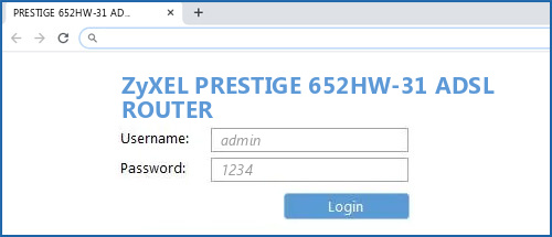 ZyXEL PRESTIGE 652HW-31 ADSL ROUTER router default login
