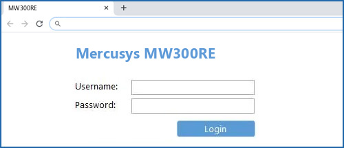 Mercusys MW300RE router default login