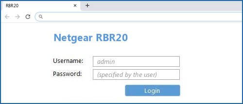 Netgear RBR20 router default login