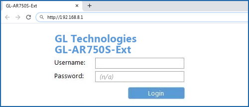 GL Technologies GL-AR750S-Ext router default login
