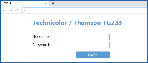 Technicolor / Thomson TG233 router default login