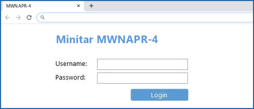 Minitar MWNAPR-4 router default login