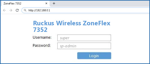 Ruckus Wireless ZoneFlex 7352 router default login