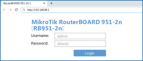 MikroTik RouterBOARD 951-2n (RB951-2n) router default login