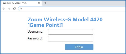 Zoom Wireless-G Model 4420 (Game Point!) router default login