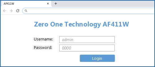 Zero One Technology AF411W router default login