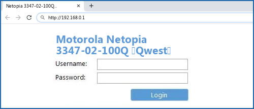 Motorola Netopia 3347-02-100Q (Qwest) router default login