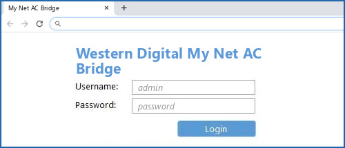 Western Digital My Net AC Bridge router default login