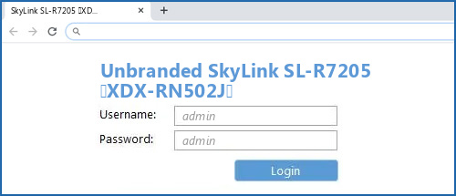Unbranded SkyLink SL-R7205 (XDX-RN502J) router default login