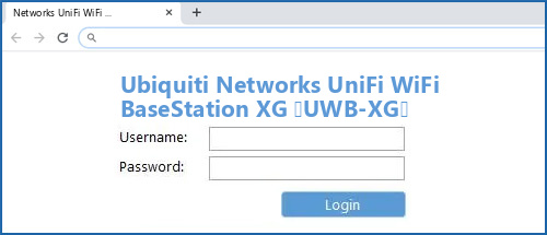 Ubiquiti Networks UniFi WiFi BaseStation XG (UWB-XG) router default login