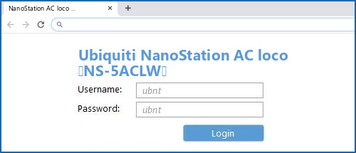 Ubiquiti NanoStation AC loco (NS-5ACLW) router default login