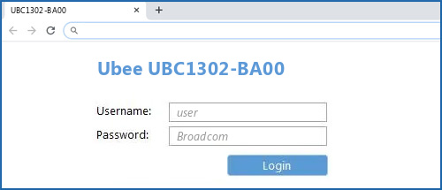 Ubee UBC1302-BA00 router default login