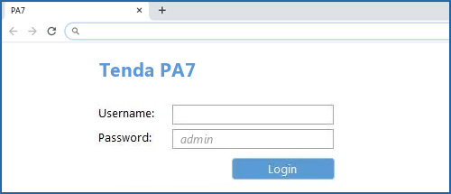 Tenda PA7 router default login