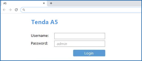 Tenda A5 router default login