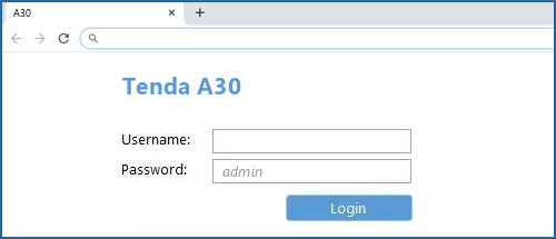 Tenda A30 router default login