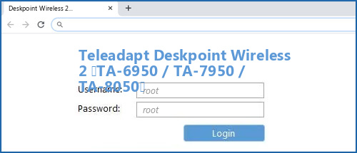 Teleadapt Deskpoint Wireless 2 (TA-6950 / TA-7950 / TA-8050) router default login