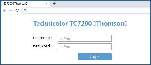 Technicolor TC7200 (Thomson) router default login