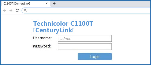 Technicolor C1100T (CenturyLink) router default login