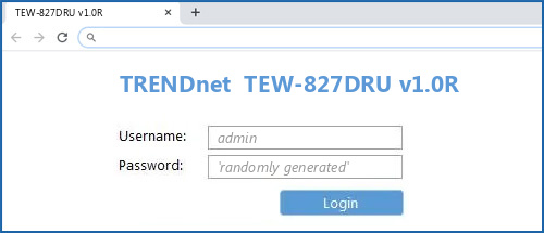 TRENDnet TEW-827DRU v1.0R router default login