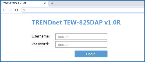 TRENDnet TEW-825DAP v1.0R router default login