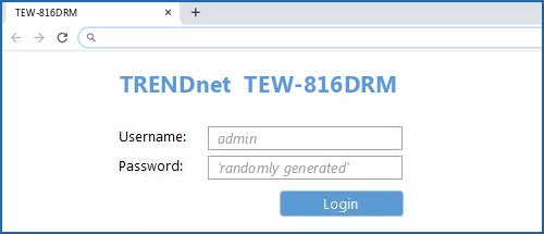 TRENDnet TEW-816DRM router default login