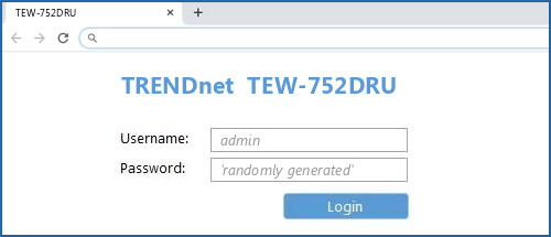 TRENDnet  TEW-752DRU  router default login