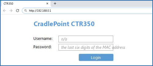 CradlePoint CTR350 router default login