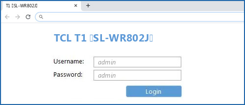 TCL T1 (SL-WR802J) router default login