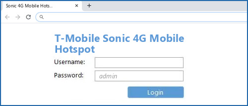 T-Mobile Sonic 4G Mobile Hotspot router default login