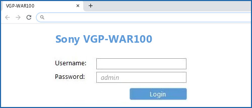 Sony VGP-WAR100 router default login