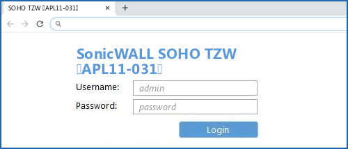 SonicWALL SOHO TZW (APL11-031) router default login