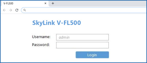 SkyLink V-FL500 router default login