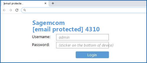 Sagemcom [email protected] 4310 router default login