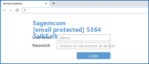 Sagemcom [email protected] 5364 TalkTalk router default login